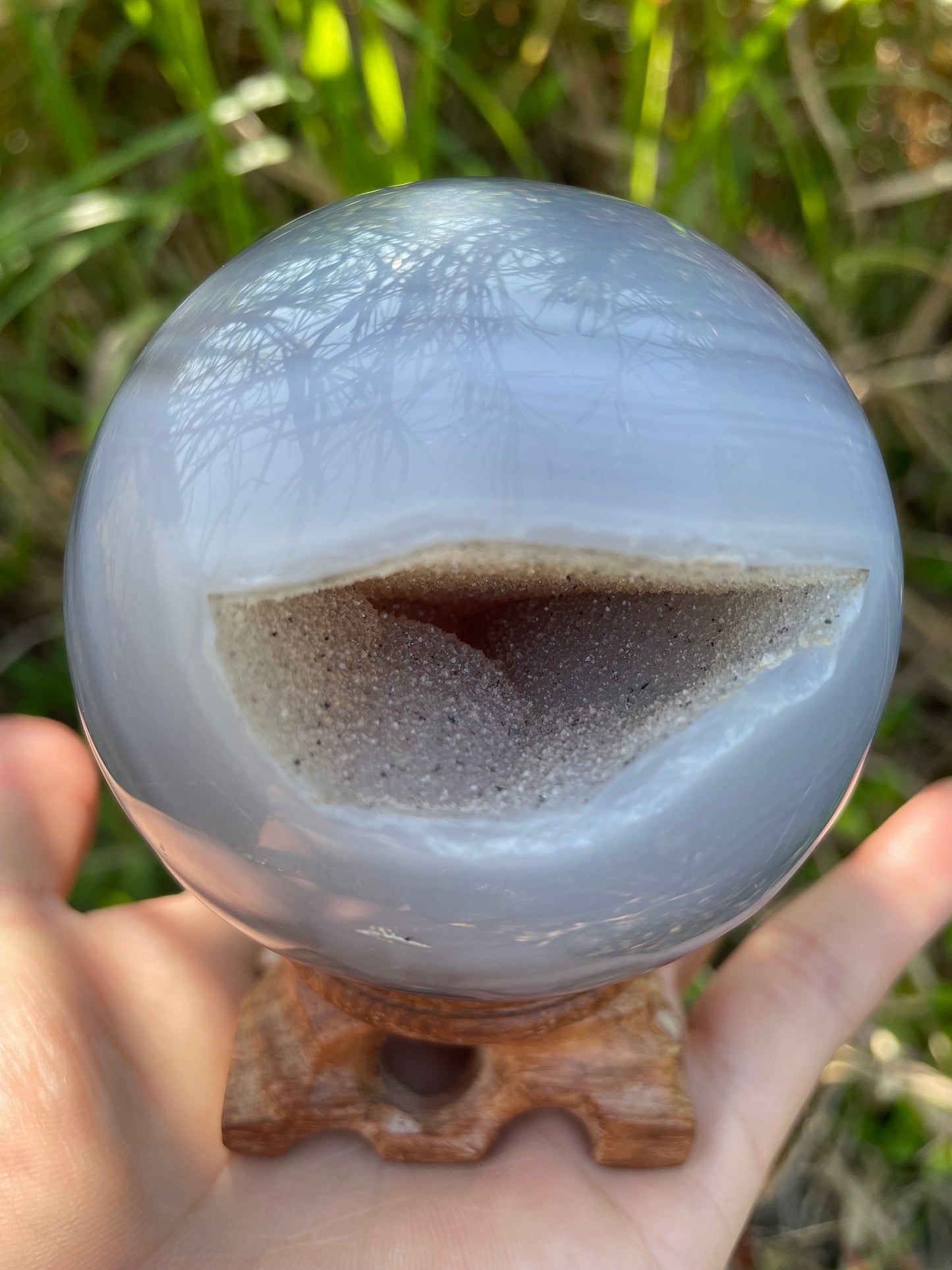 1.2LB Natural Geode Sphere,Agate Geode Ball,Natural Druse Ball,Crystal Ball Hole,Mineral Specimens,Crystal Heal,Crystal Gift,Home Decoration