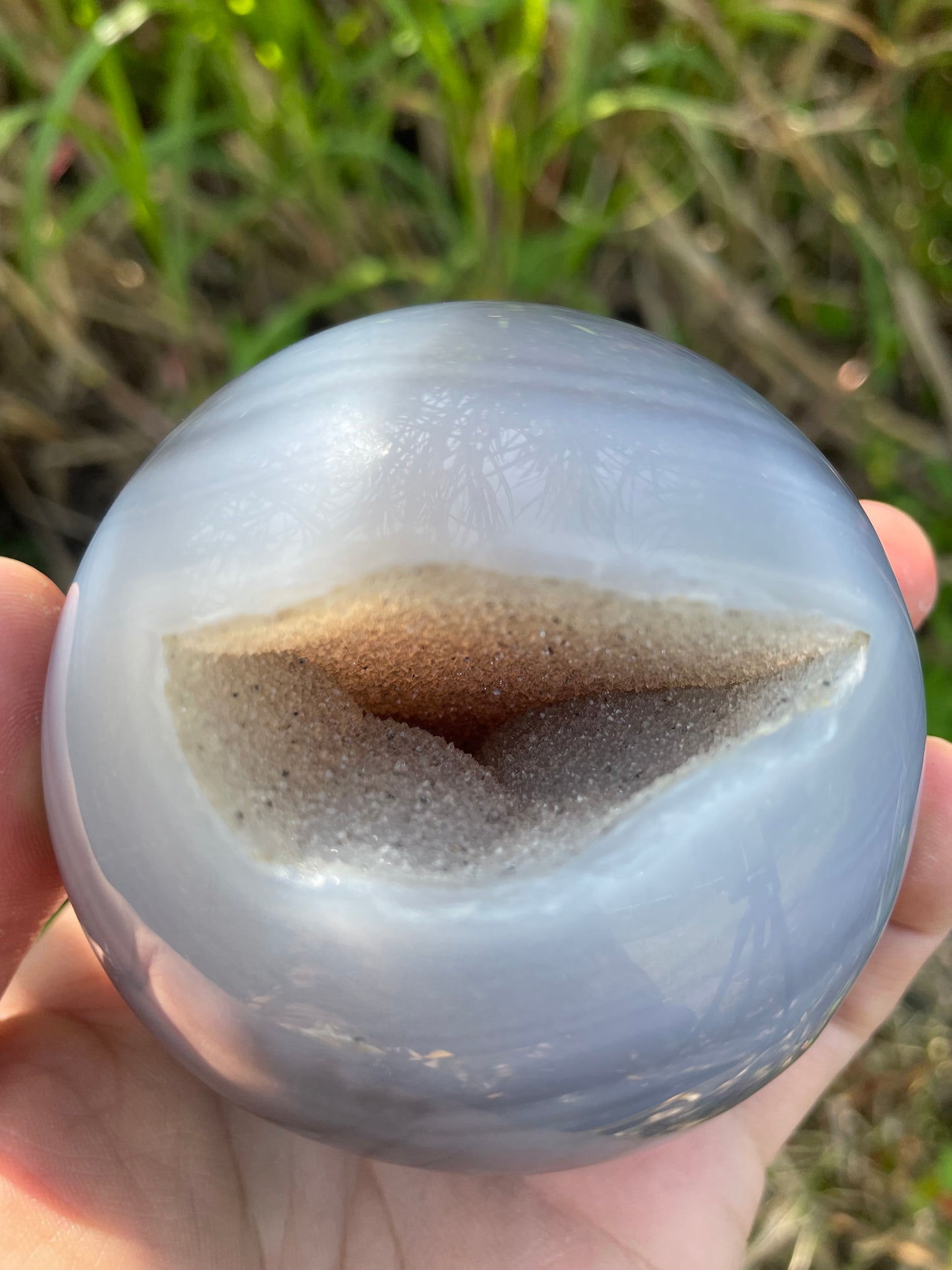1.2LB Natural Geode Sphere,Agate Geode Ball,Natural Druse Ball,Crystal Ball Hole,Mineral Specimens,Crystal Heal,Crystal Gift,Home Decoration