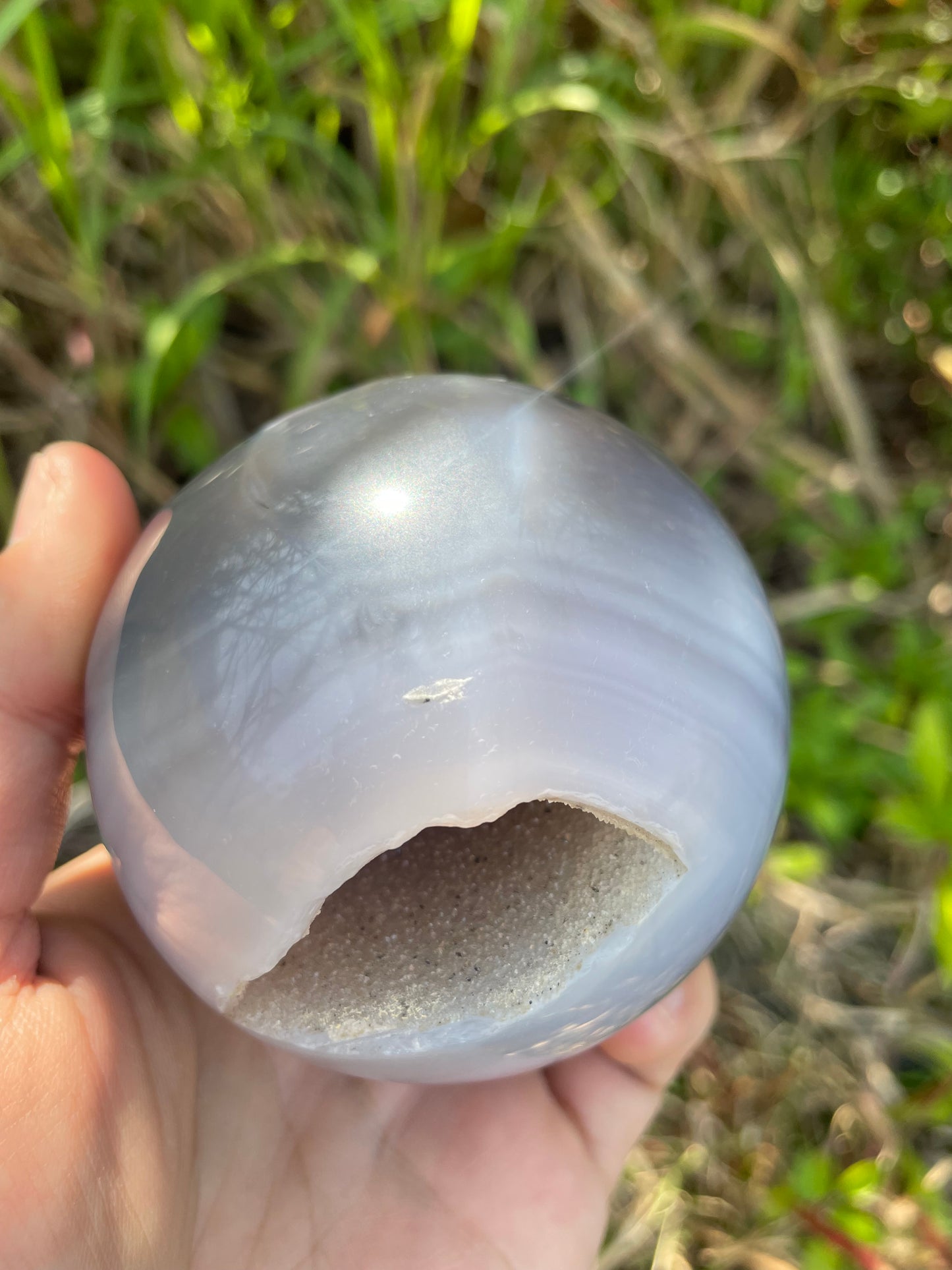1.2LB Natural Geode Sphere,Agate Geode Ball,Natural Druse Ball,Crystal Ball Hole,Mineral Specimens,Crystal Heal,Crystal Gift,Home Decoration