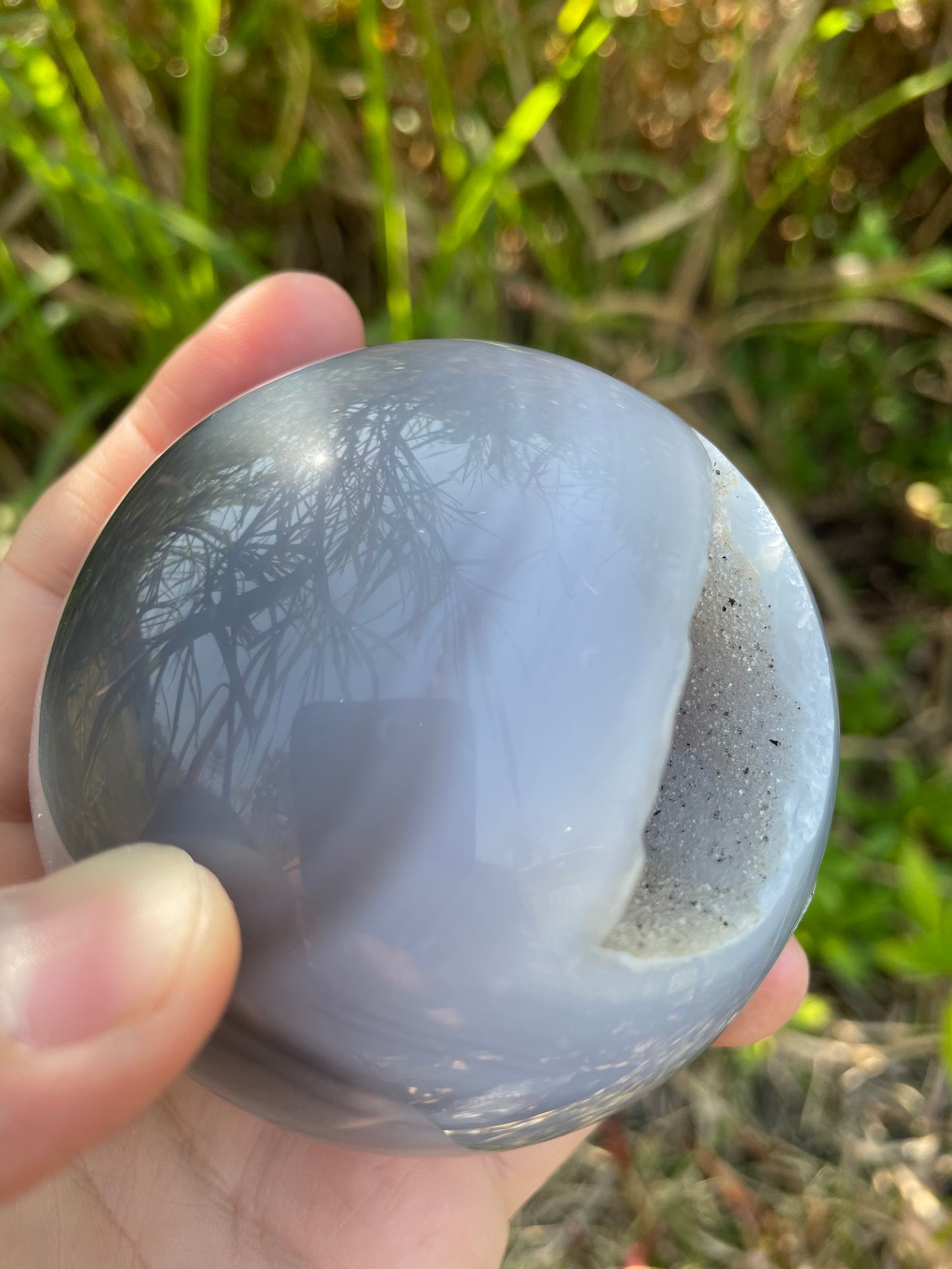 1.2LB Natural Geode Sphere,Agate Geode Ball,Natural Druse Ball,Crystal Ball Hole,Mineral Specimens,Crystal Heal,Crystal Gift,Home Decoration
