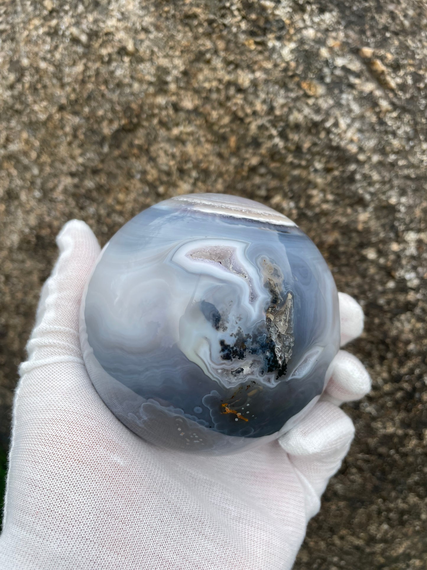 1.56LB Natural Geode Sphere,Agate Geode Ball,Natural Druse Ball,Crystal Ball Hole,Mineral Specimens,Crystal Heal,Crystal Gift,Home Decoration