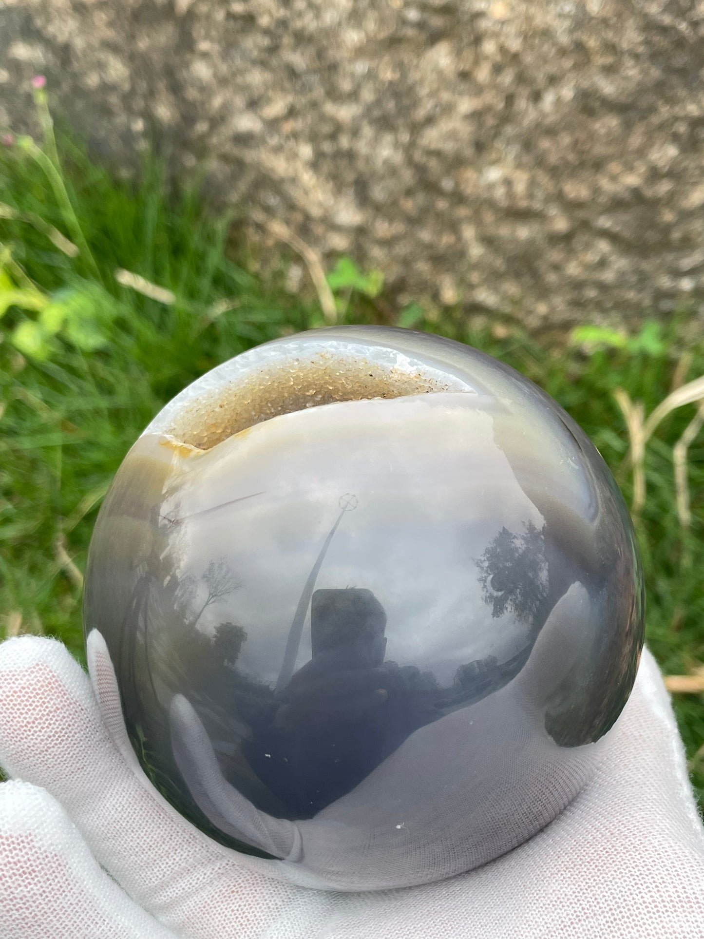 1.76LB Natural Geode Sphere,Agate Geode Ball,Natural Druse Ball,Crystal Ball Hole,Mineral Specimens,Crystal Heal,Crystal Gift,Home Decoration